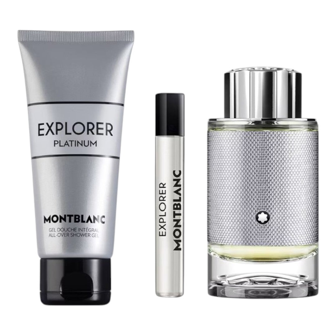 MONTBLANC SET EXPLORER PLATINUM 100 ML+7.5 ML+SHOWER GEL 100 ML 3 PIEZAS