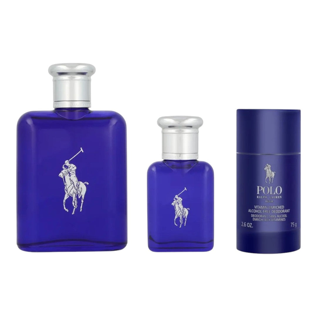 RALPH LAUREN POLO BLUE GIFT SET 3 PIEZAS