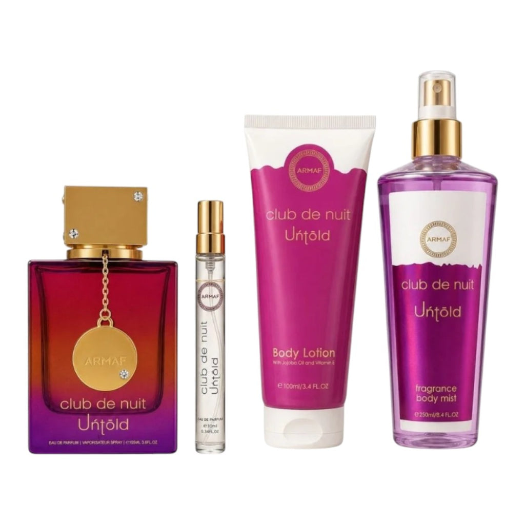 ARMAF CLUB DE NUIT UNTOLD 4 PCS GIFT SET EDP+10 ML+BODY LOTION+BODY MIST