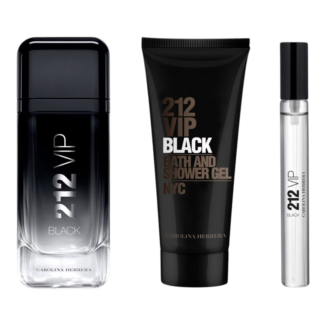 CAROLINA HERRERA 212 VIP BLACK GIFT SET 3 PIEZAS