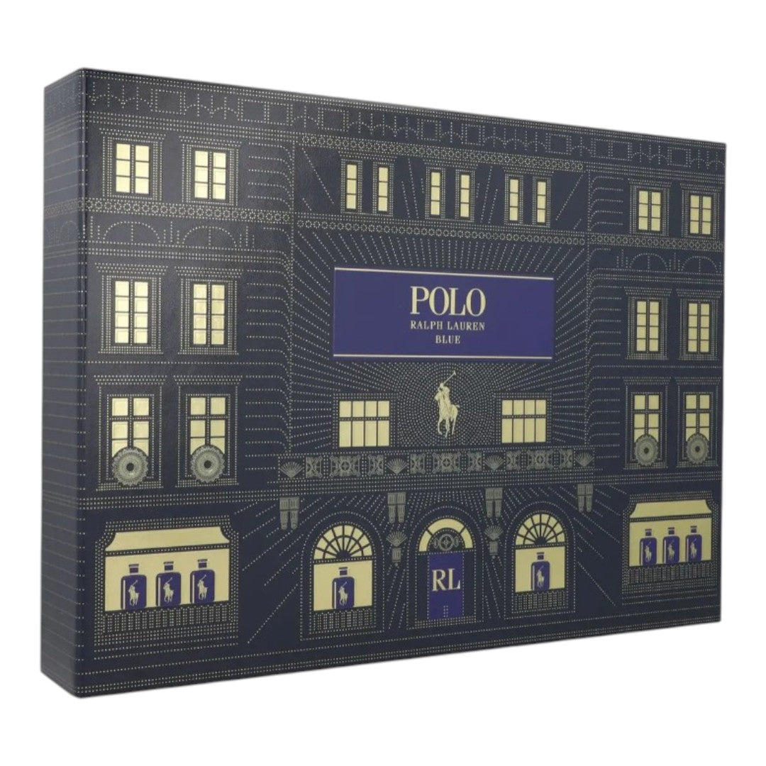 RALPH LAUREN POLO BLUE GIFT SET 3 PIEZAS