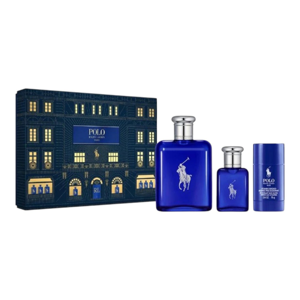 RALPH LAUREN POLO BLUE GIFT SET 3 PIEZAS