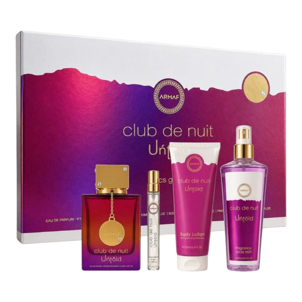 ARMAF CLUB DE NUIT UNTOLD 4 PCS GIFT SET EDP+10 ML+BODY LOTION+BODY MIST